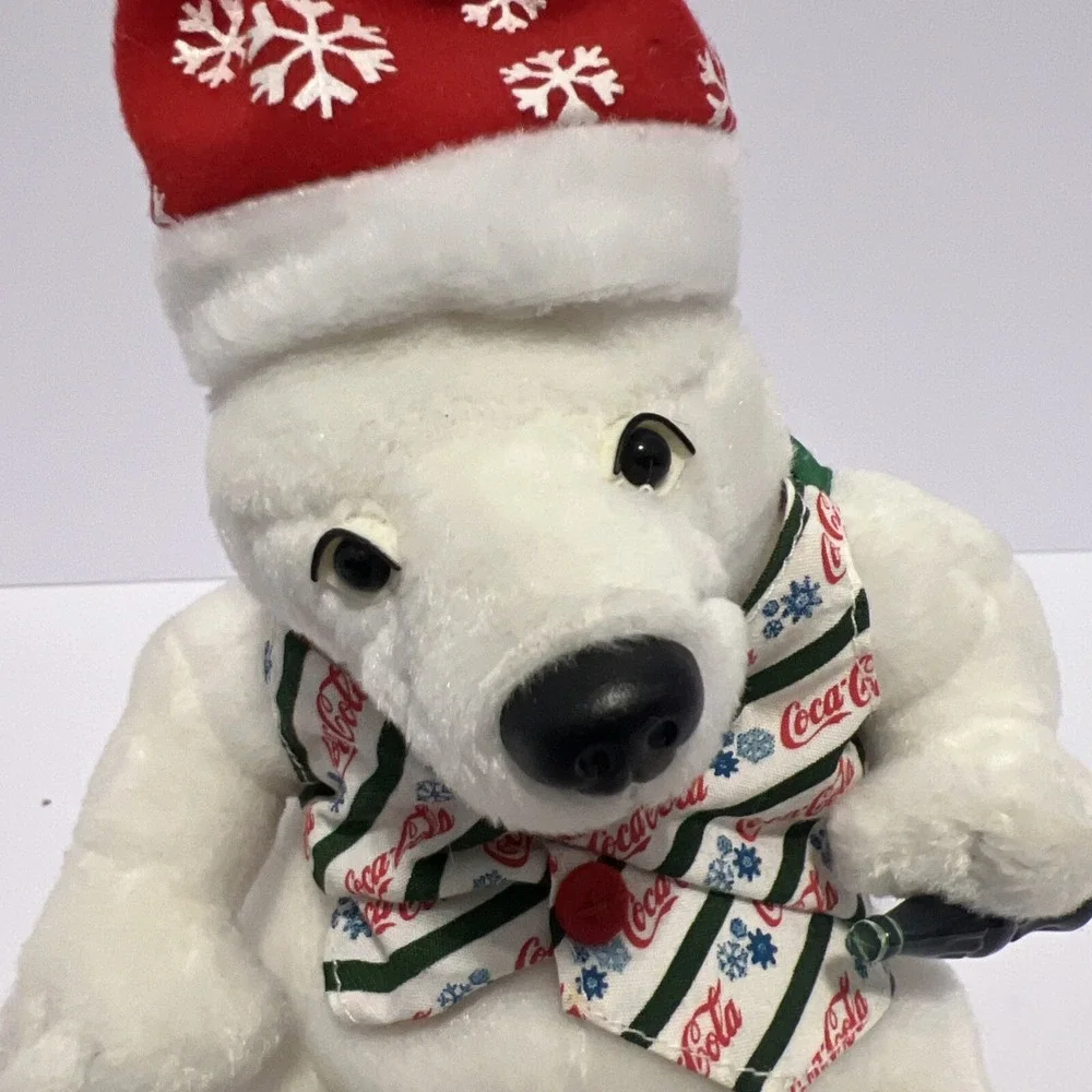 Coca Cola Bean Bag Plush Coke Polar Snow Bear 1999 Striped Vest Bowtie Christmas